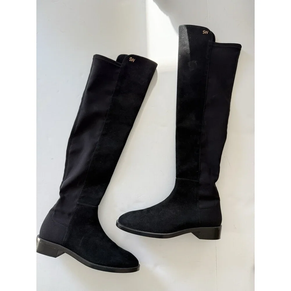 Stuart Weitzman Keelan Suede Knee-High Boots 5050 Black Size 8.5 S5448